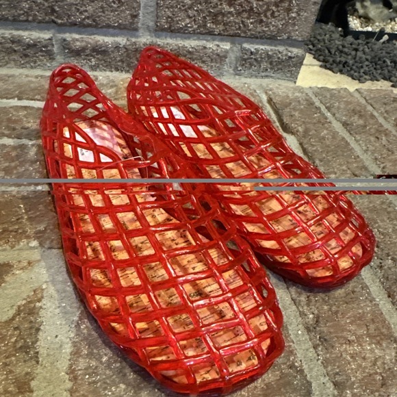 MIA Shoes - MIA Womens Darleene Jelly Mesh Slip On Flat Open Grid Rubber Shoes Red Sz 8 #563